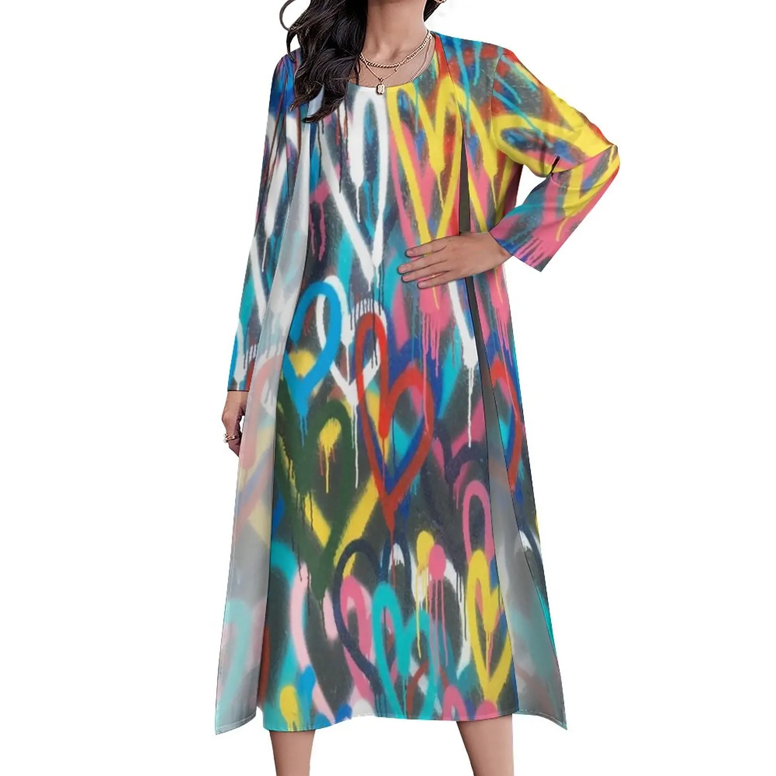 

Платье-макси в богемном стиле, с длинным рукавом