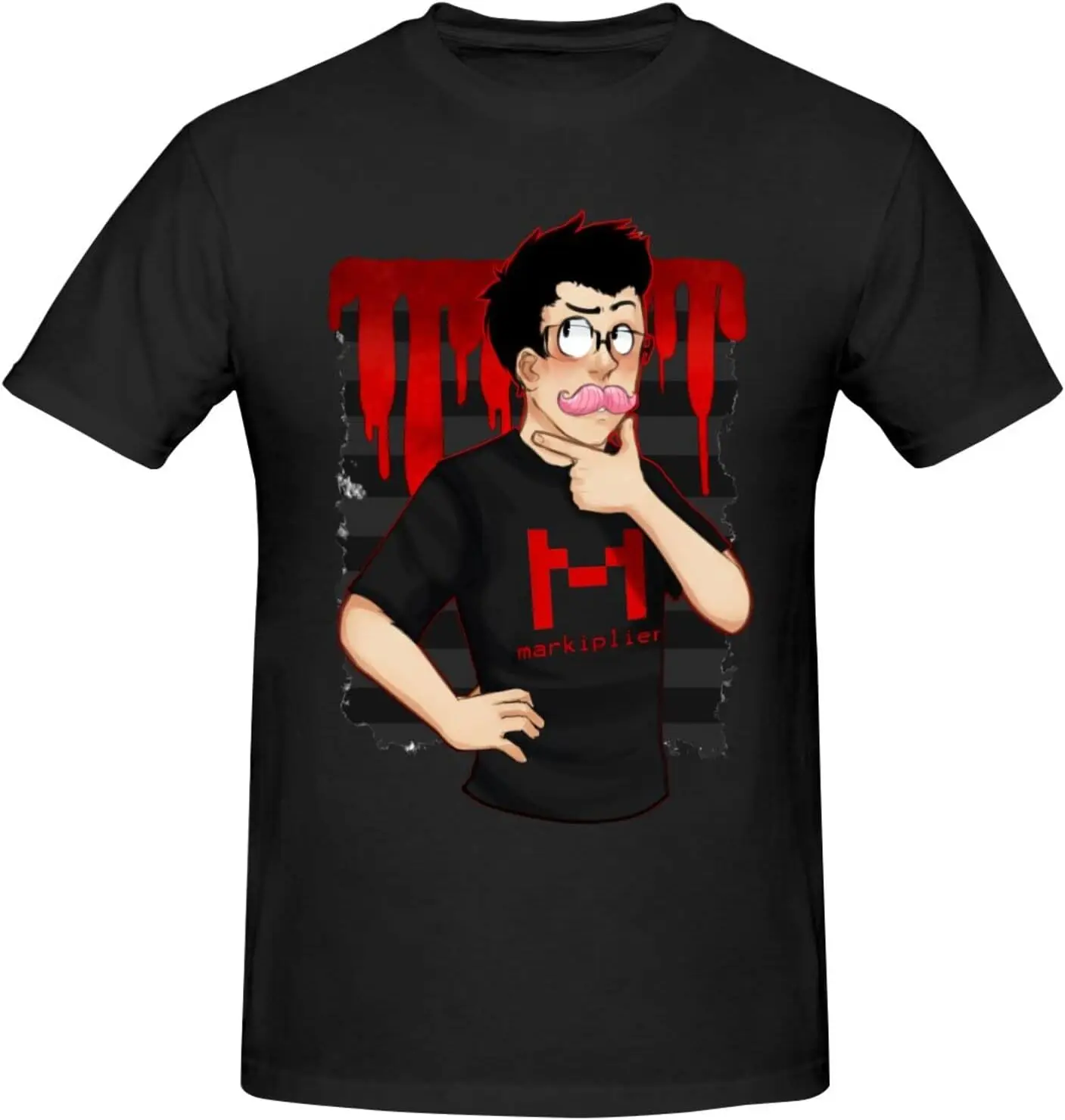 

Markipliers Classic T-Shirt Crew Fashion Neck Casual Top Basic Short Sleeve Shirt Black