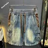 American Style Loose Fit Men's Denim Shorts Summer Outerwear Straight Leg Workwear Five-Point Pants Cool And Handsome