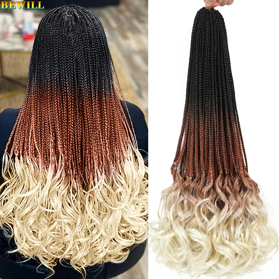 French Curly Box Braids Crochet Hair 24 Inch Synthetic Loose Wave Spiral Curly Crochet Hair Pre Looped French Curl Braiding