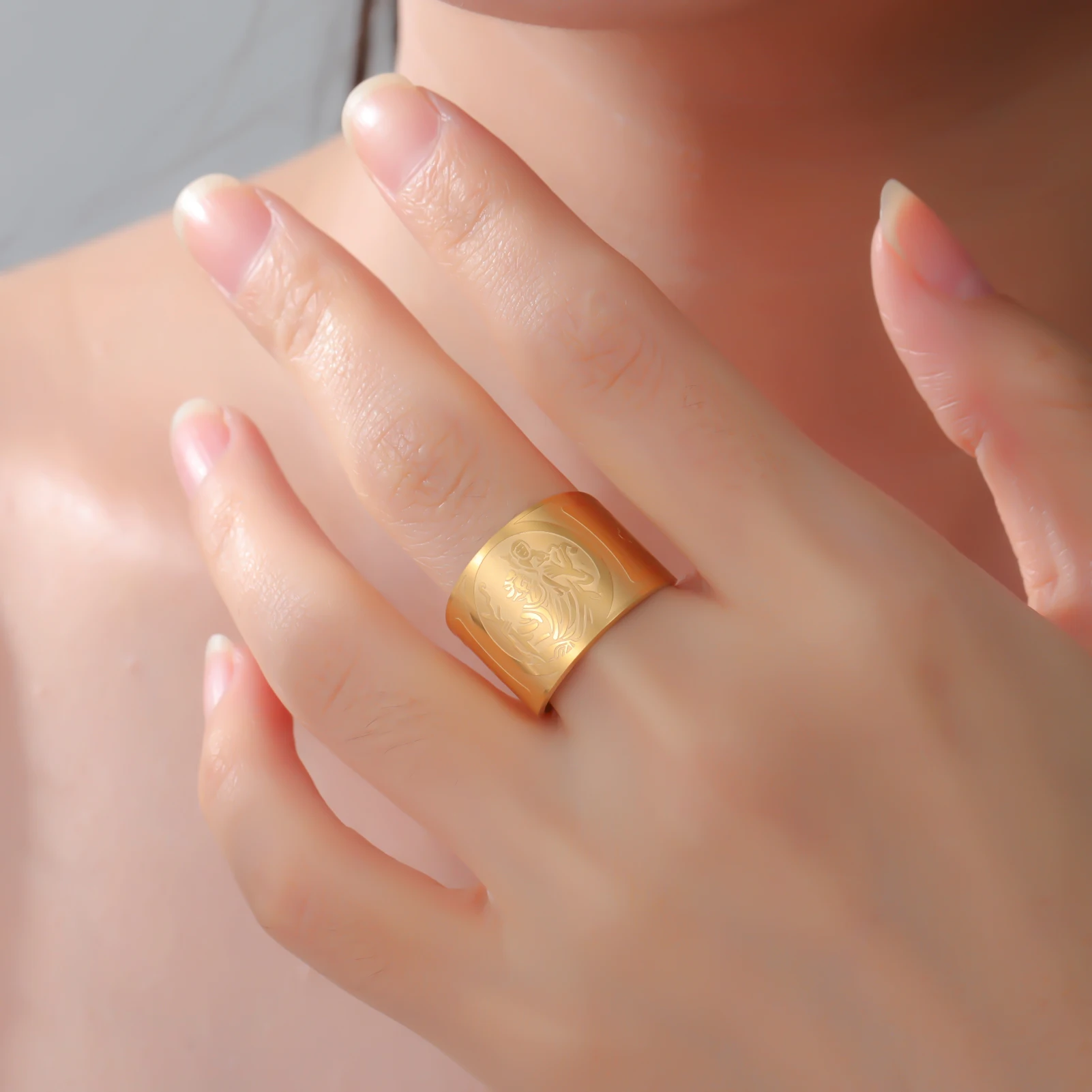 COOLTIME Saint Christopher Katholizismus Ring Reiseschutz Edelstahl Verstellbarer Ring Katholisches religiöses Geschenk – Detail 13
