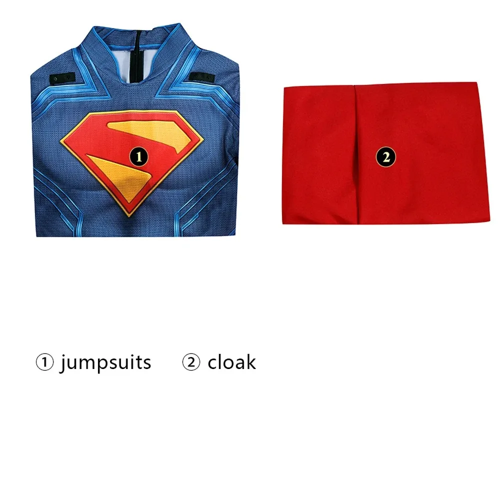 Red Clark Cosplay Kent Cosplay Costume Adult Man Zentai Suit 3D Printed Bodysuit Red Cloak Outfit Full Set Custom Made