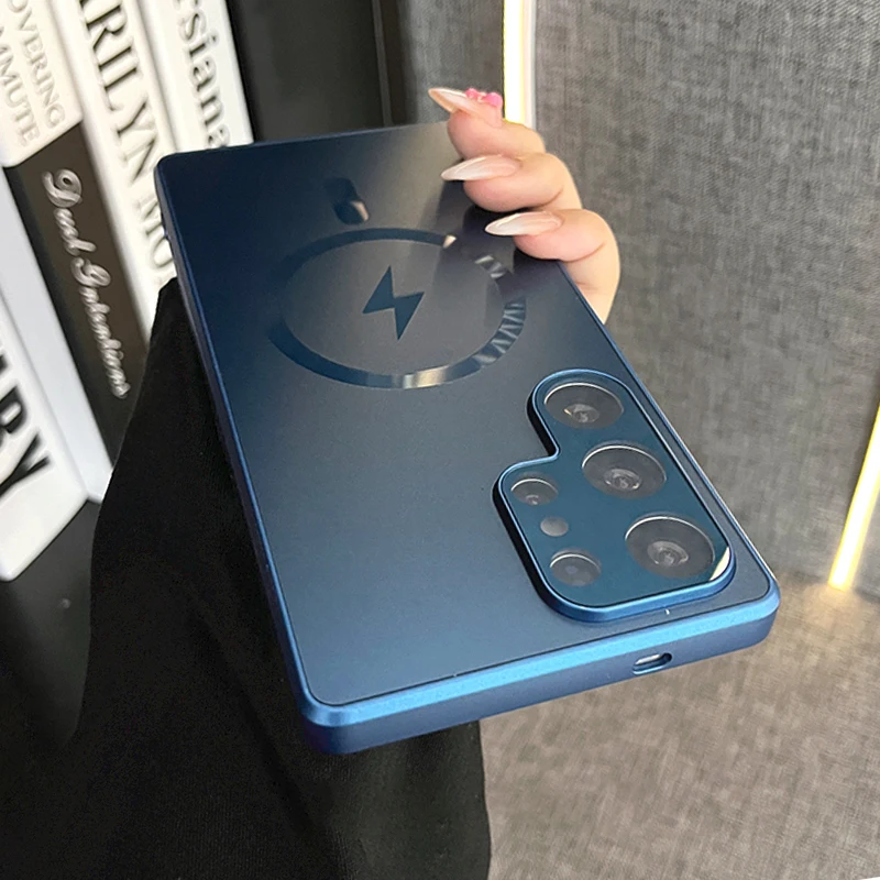 Luxury Matte Magnetic Shockproof Bumper Case with Glass Lens Protector