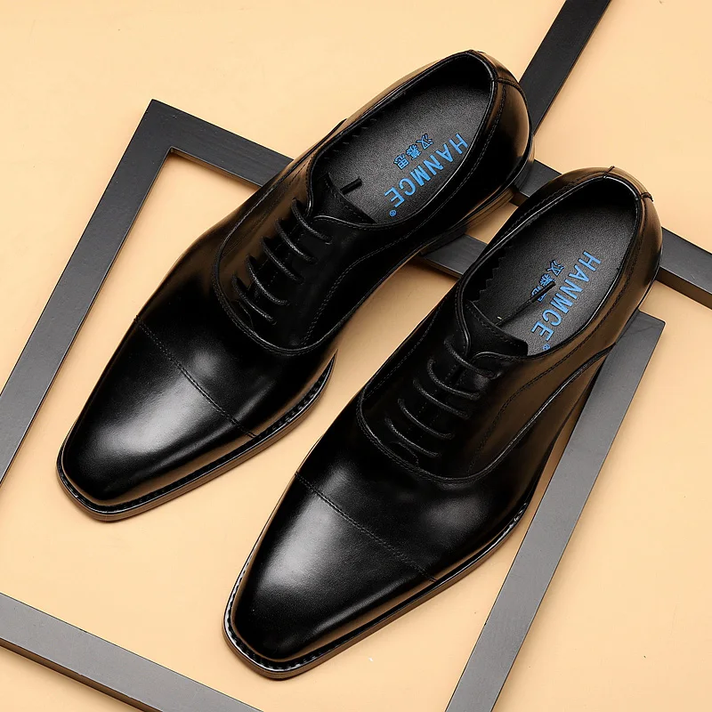 Mens Leather Dress Shoes Handmade Square Toe Leather Dress Shoes for Men British Craftsmanship