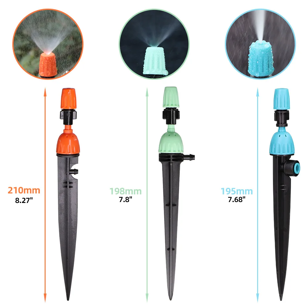 2-IN-1 Drop Mist Nozzles Adjustable Flow 1/4 4/7mm Barb Connectors Garden Irrigation Accessories