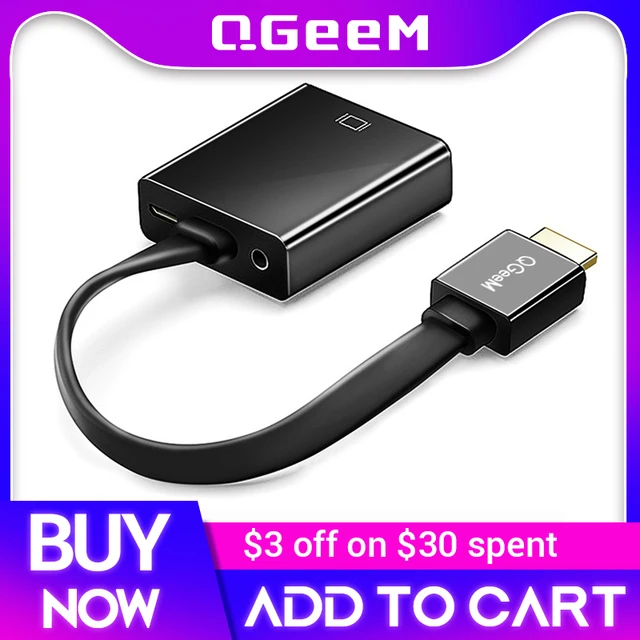 QGeeM – adaptateur HDMI à VGA, câble convertisseur Audio vidéo