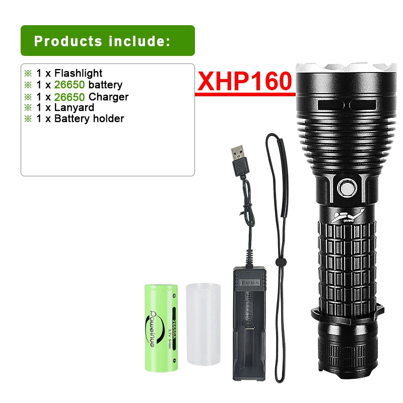 مصباح يدوي فائق السطوع عالي التجويف XHP70 Led مصبا...