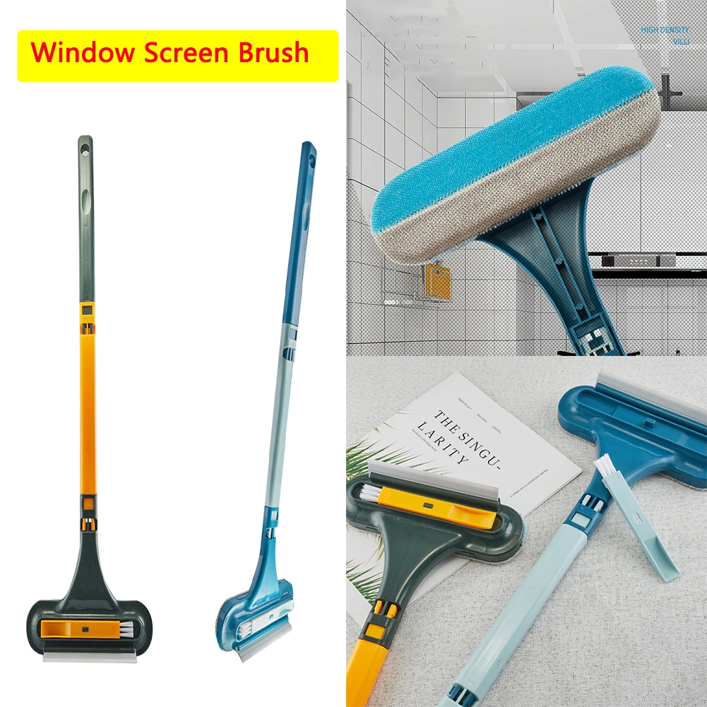 XMMSWDLA 2 in 1 Window Screen Cleaner Brush with Handle, Magic Window  Cleaning Brush, Also Suitable for Window Washer Squeegee Kit, Window  Cleaner