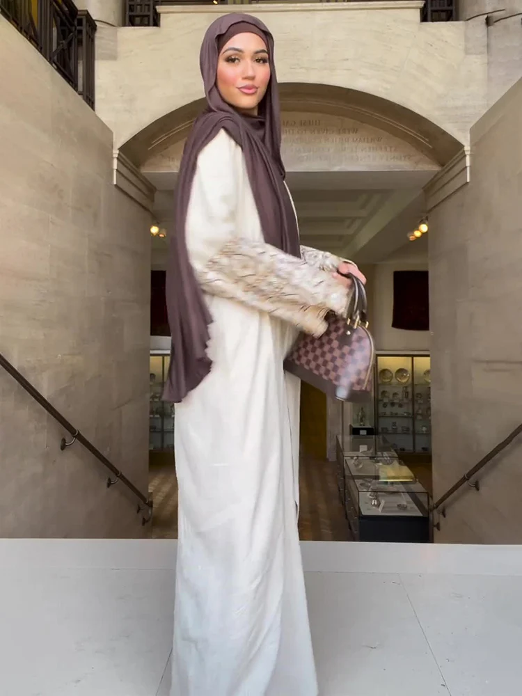 Middle Eastern Muslim Spring New Printed Robe For Women Bohemian Style Loose Fitting Retro Long Dress Long Seeves Pullover Abaya