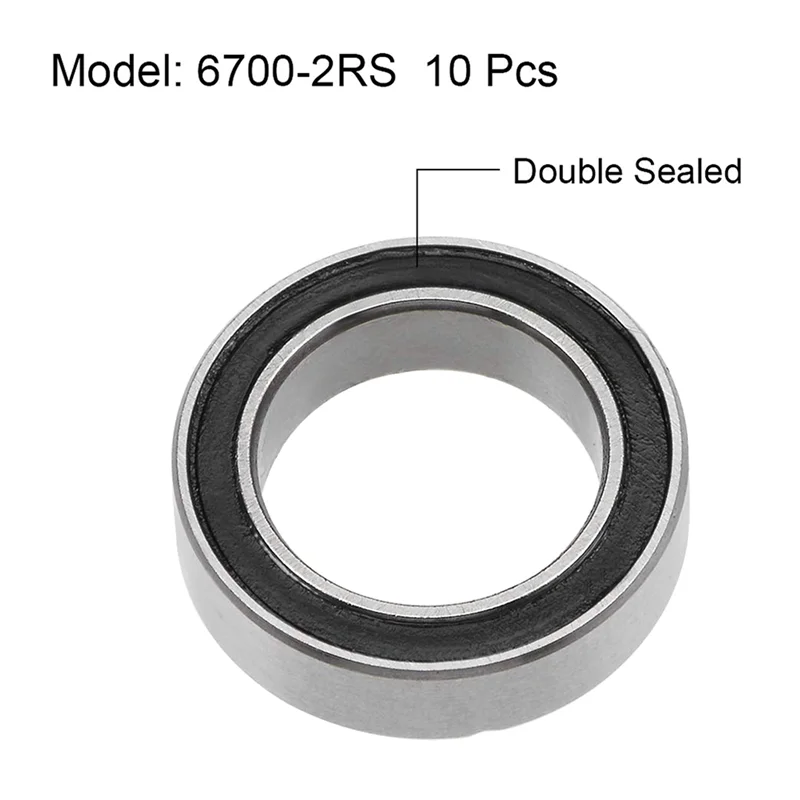 【특별 상품】40PCS 6700-2RS 고품질 6700 2RS 10X15x4mm 미니어처 씰 깊은 홈 볼 베어링, 검정색