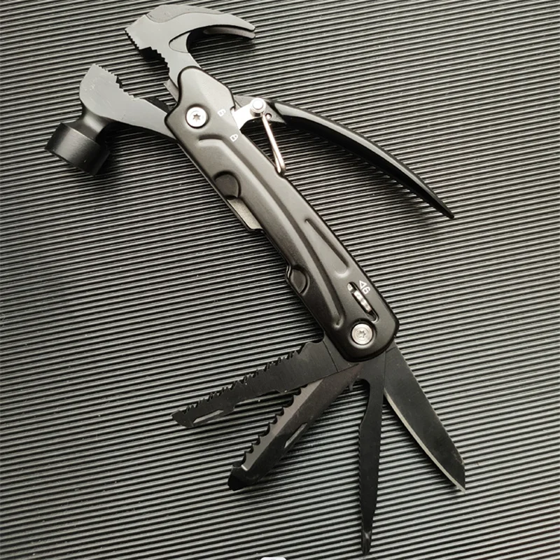 1pc 15 In 1 Multifunctional Hammer Stainless Steel Portable Folding Knife Pliers For Outdoor Survival Camping And Hiking 3
