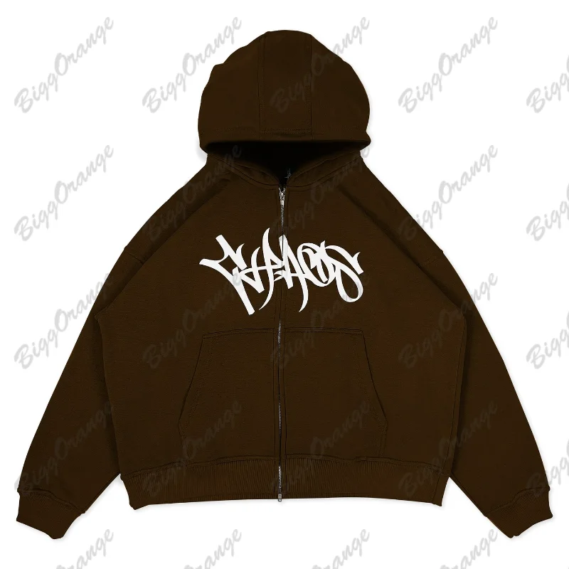 

Толстовка Y2K мужская с графическим принтом, Готическая Уличная Повседневная мешковатая толстовка на молнии в стиле Харадзюку, 2022