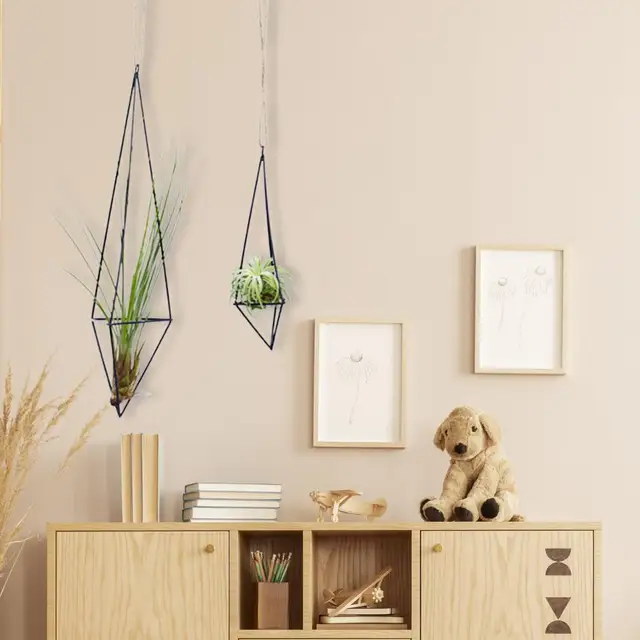 Geometriai Légiközlekedési Tartó 3D Vizuális Effektus Modern Tillandsia Edénytartály Függő Ültetvényes Fém Növényi Növény Állvány - Image 3