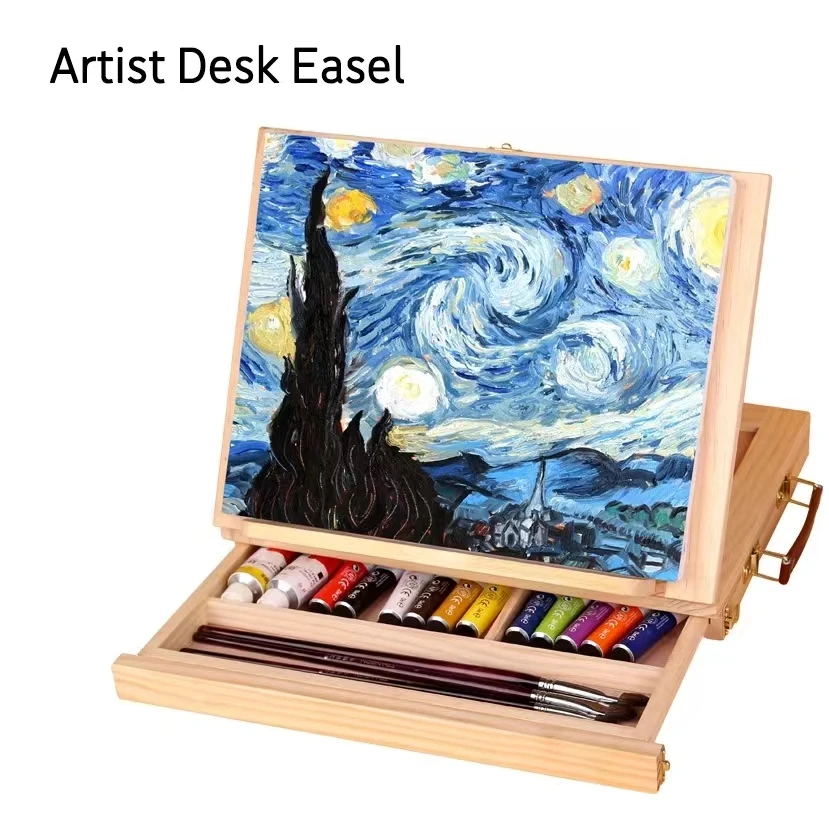 Multifunction Painting Easel Box Artist Desk Easel Portable Miniature Desk Light Weight Folding For Storage During Trips