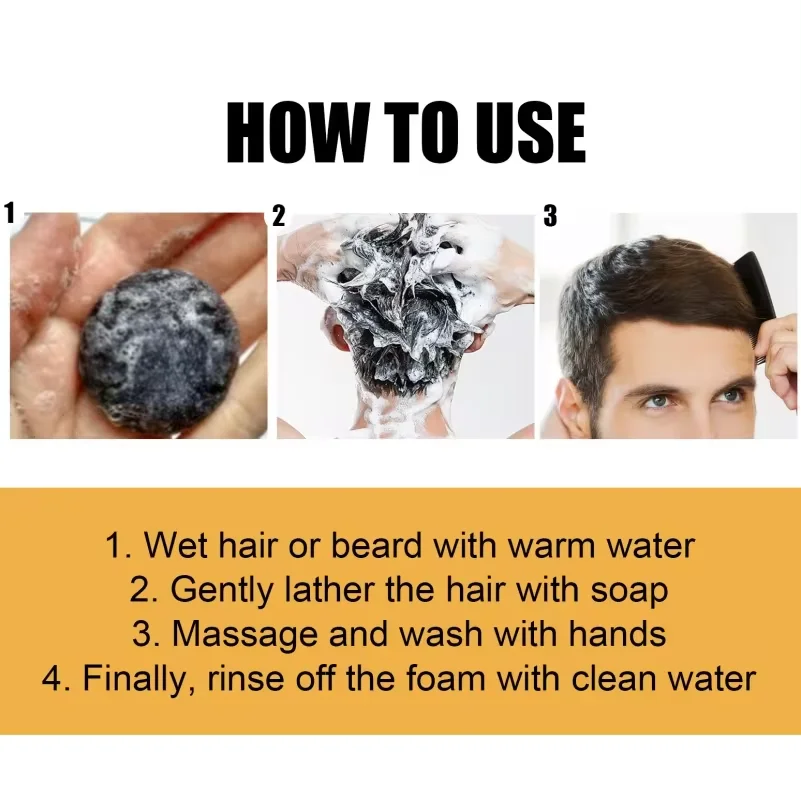 Hair Darkening Shampoo Soap Restore Gray Beard and Hair Natural Color 50g
