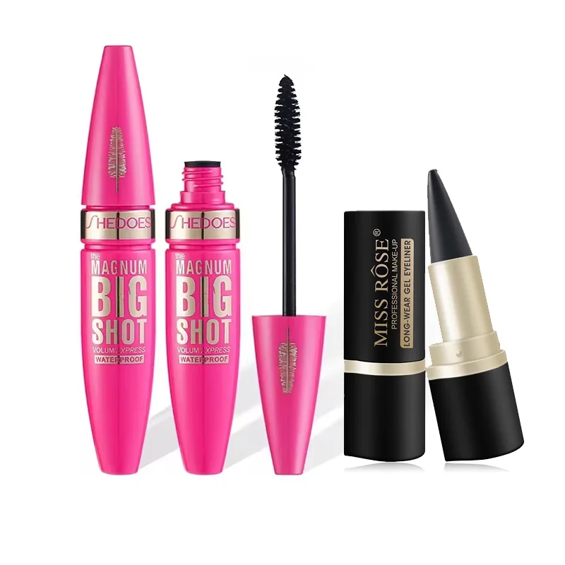 Dense eye black eyeliner combination waterproof sweat proof non smudging durable makeup fixing eyelash eyeliner