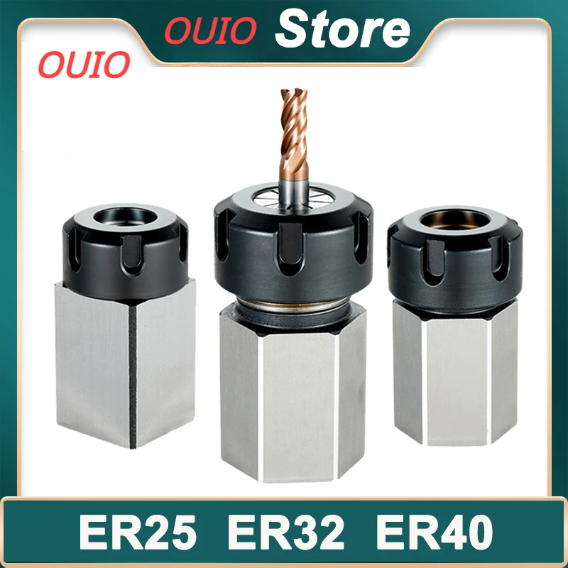 

OUIO HEX-ER25 ER32 ER40 Hexagonal Sleeve Conversion Sleeve Fixture Post Hexagonal Collet For Lathe Engraving Machine Tool Holder