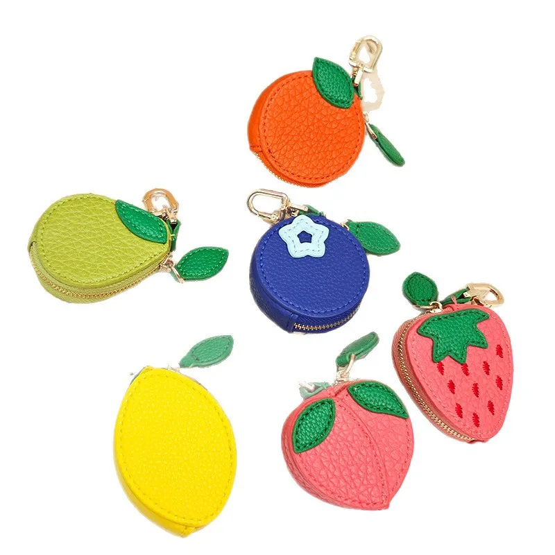 Fruit-Themed Coin Purse,Coin Storage Small Wallet with Keychain,Zipper Closure,Cute Fruit Design,Fashionable Pendant Accessories