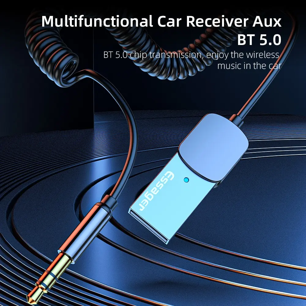USB to 3.5mm Adapter Bluetooth Aux Dongle 5.0 Handsfree Kit For Car Receiver BT Transmitter