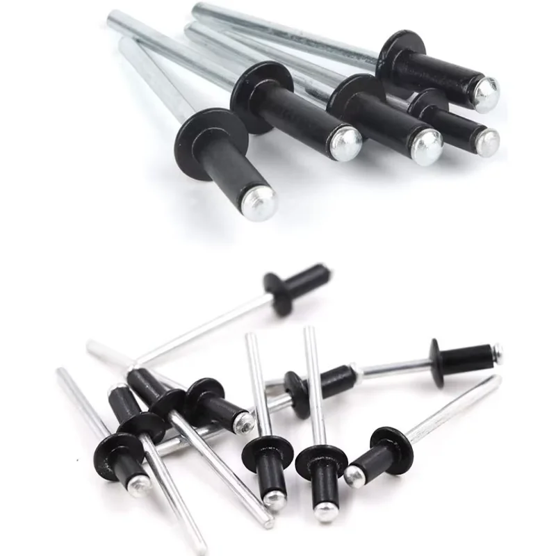 Rivets and Fasteners 180pcs Black Plated Aluminum Blind Rivets Set Mushroon Head Rivet Mandrel Blind Rivets Nail 3.2x8/3.2x10/4.0x10/4.0x13/5x14mm