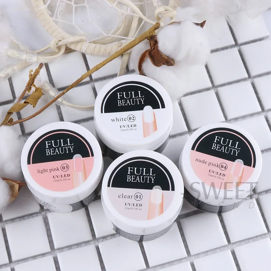 15ml Hard Jelly Extension Nail Gel Building Prolong Crystal Gel Pink Milky White UV Soak Off Construction Tool Manicure Supplies