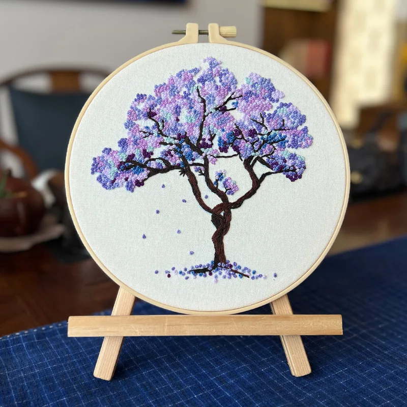 Seasonal Tree Pattern Hand DIY Kits with Embroidery Kit Instructions ...