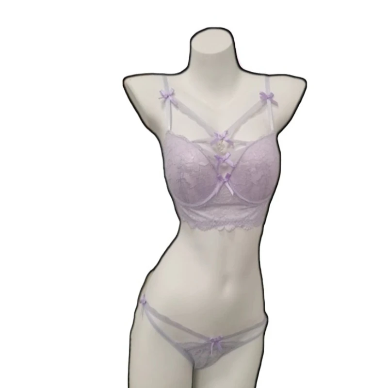 Ensemble de soutien-gorge en dentelle MOYISU Pure Desire pour femmes, avec pendentif cœur charmant, effet push-up rehausseur de poitrine, ensemble de lingerie séduisante, tailles S-XL 32-38AB