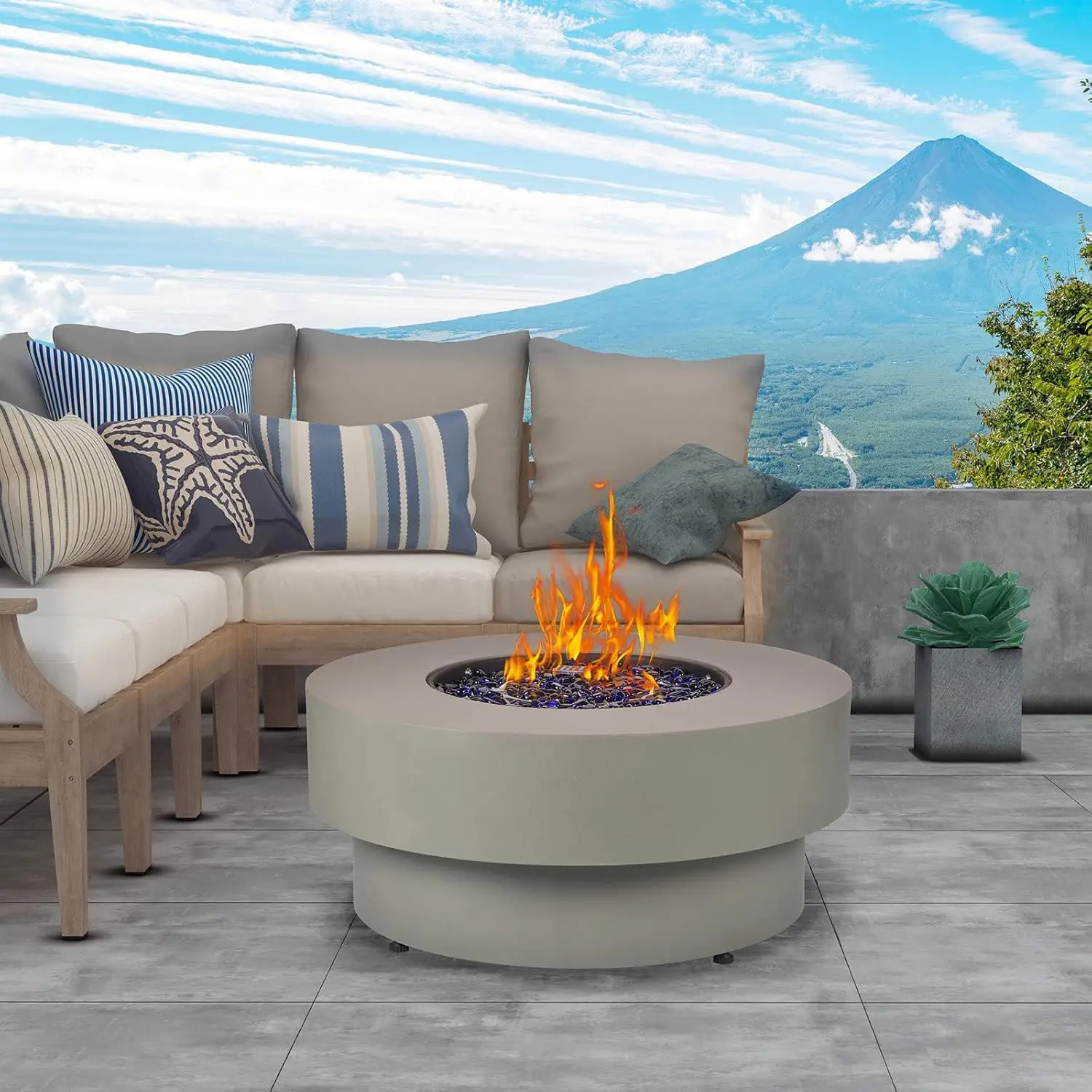Flint & Concrete 33" Propane Fire Pit Table 6