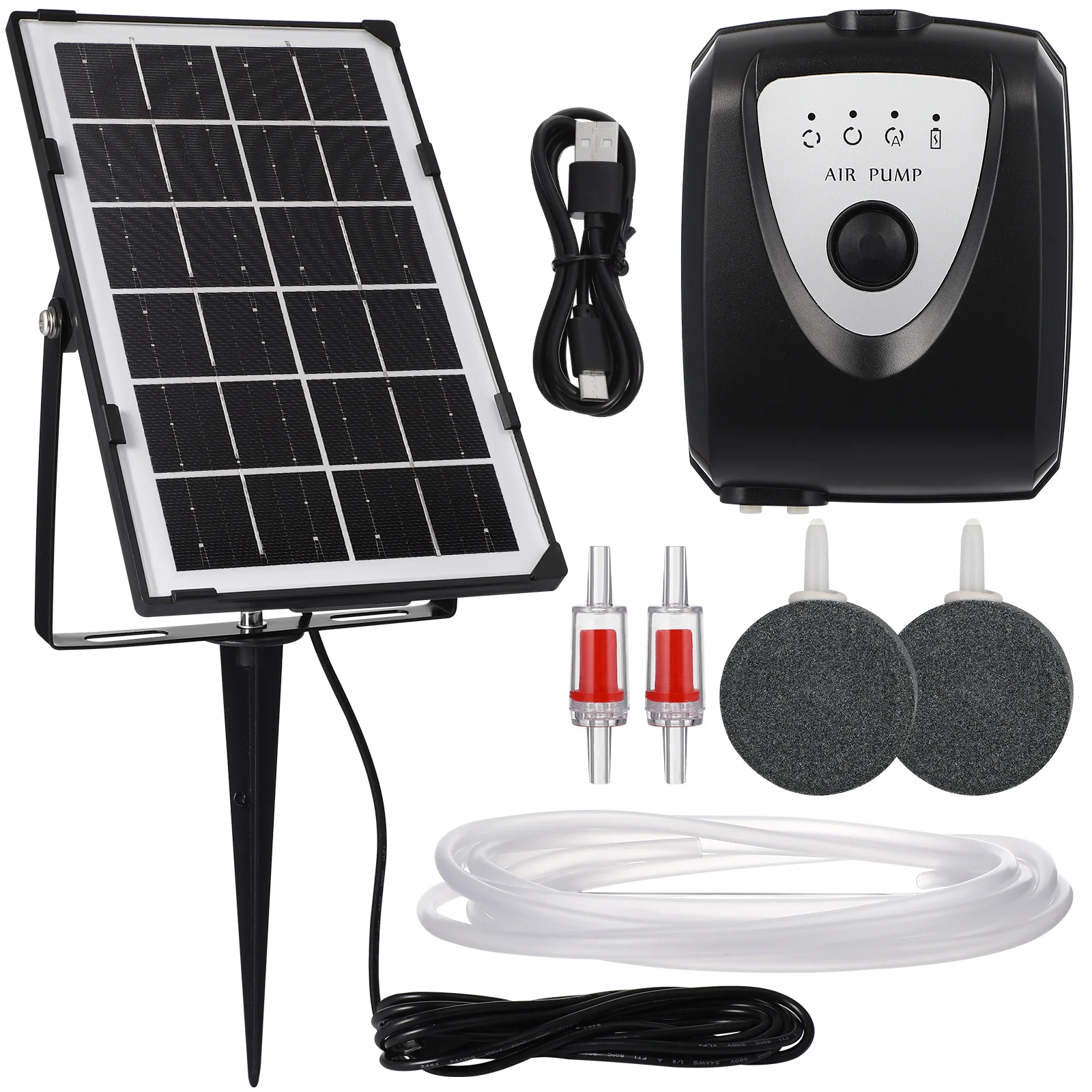 Solar Air Pump for Fish Tanks Pond Aerator Kit Outdoor Aquarium Oxygen System Garden Water Aeration Tool