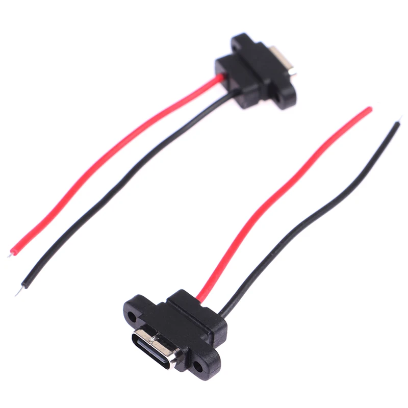 2개 USB 3.1 커넥터 타입-C 2핀 SMD SMT 용접 와이어 여성용 방수 소켓 고속 충전 포트