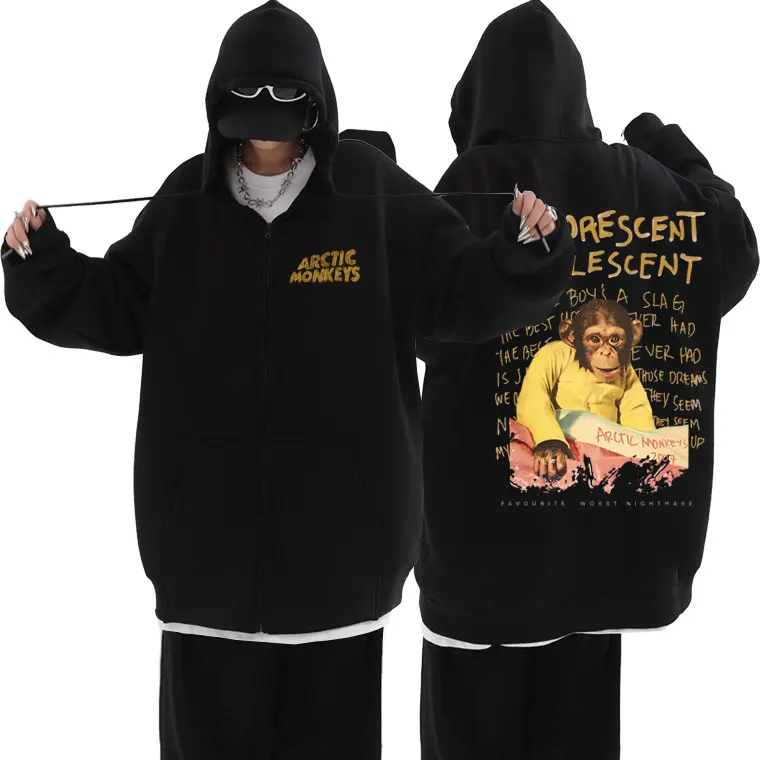 

Arctic Monkeys Flourescent Adolescent Graphic Zipper Hoodies Men Casual Cartoon Style Zip Up Jacket Unisex Oversized Sweatshirts