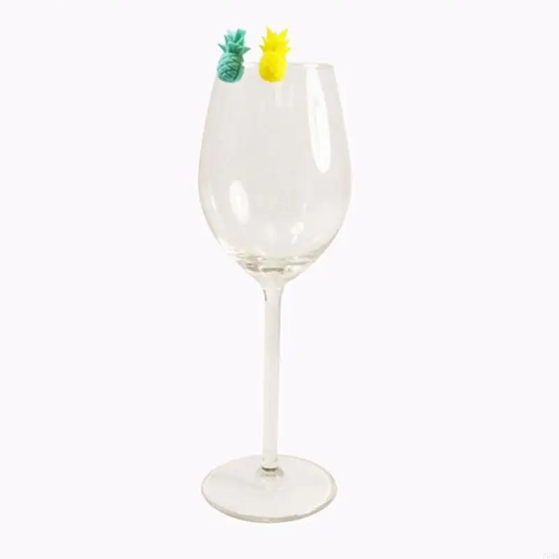 Wine Glass Markers Set of 6 Pineapple Silicone Drink Glass Tags Sign