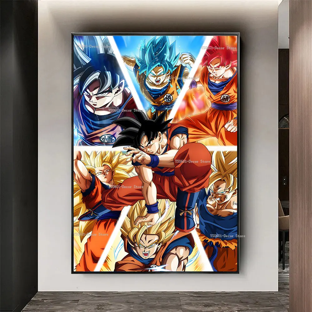 Dragão bola z papel de parede dos desenhos animados cartaz pintura adesivos  japonês para adolescentes e adultos para sala de estar crianças decoração  cartaz - AliExpress