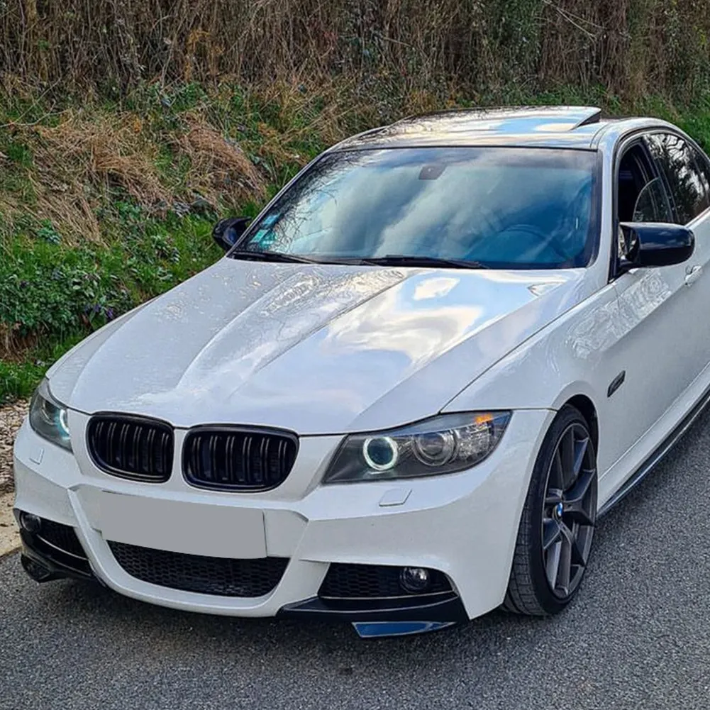 A61E-Glossy Black Front Bumper Lip Corner Cover Trim Lower Protector Splitter Spoiler for-BMW E90 320I 330I M-Tech LCI 09-12