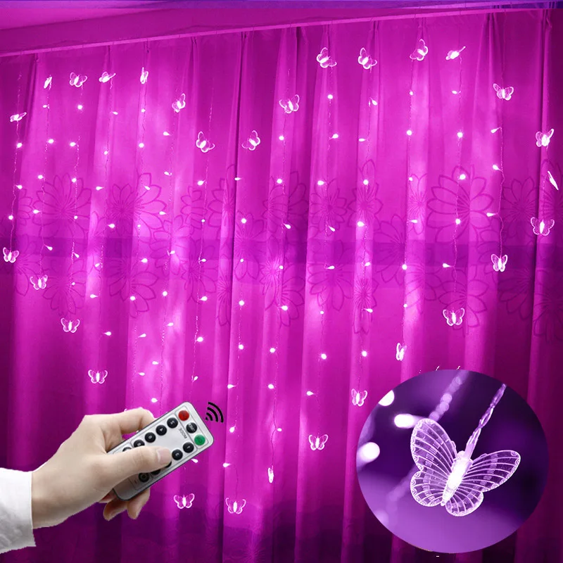 

126LEDs Love Heart Shape LED Curtain Light String Fairy Light Garland Bedroom Wedding Home Holiday Decorative Lights EU Plug