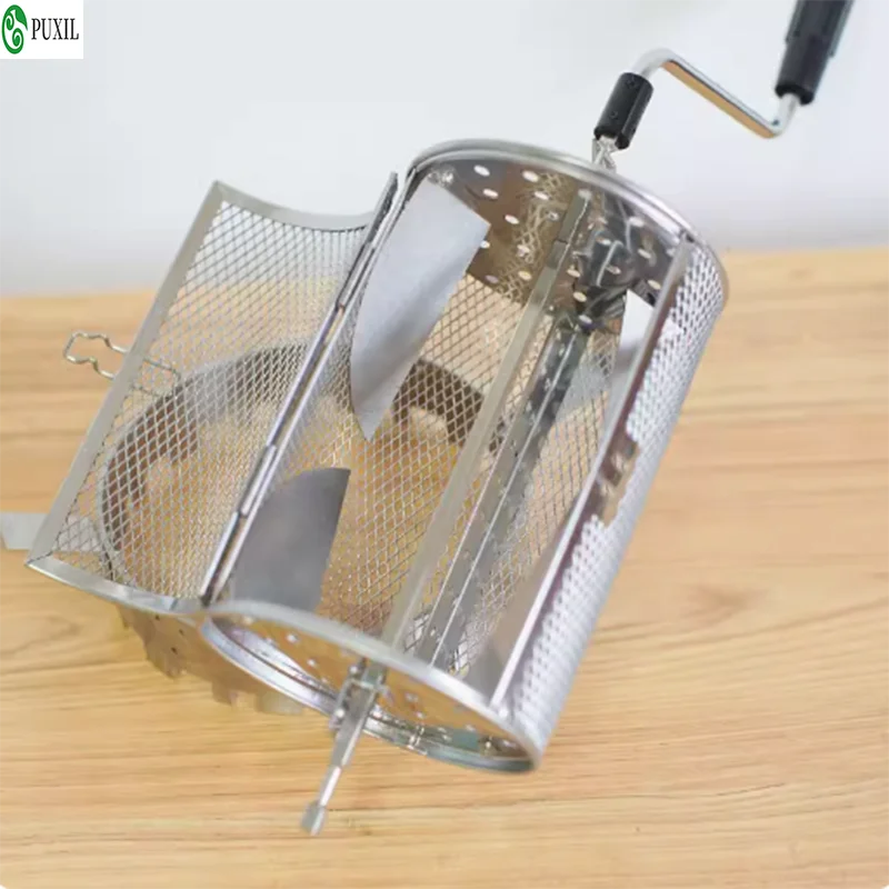 Hand-Cranked Bean Roaster Cranked Baked Coffee Beans Machine Direct Fire Small Stainless Steel Rollers Baking Machine