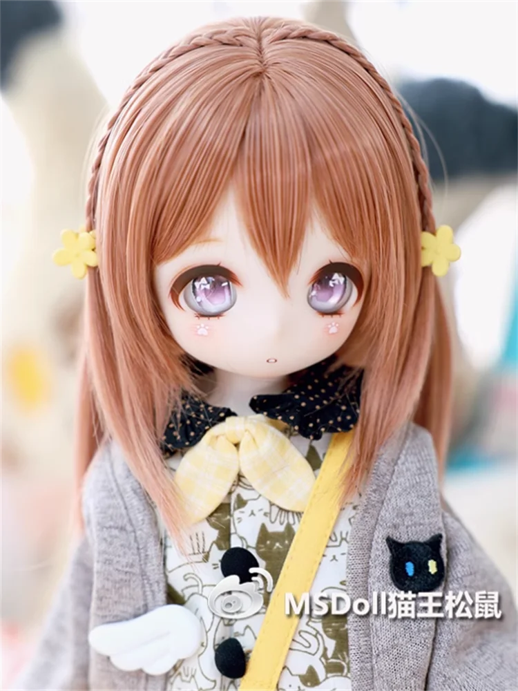 BJD Doll Wigs Long Hair For 1/3 1/4 1/6 MSD MDD YOSD With Bangs Black Brown Pink Hair Accessories