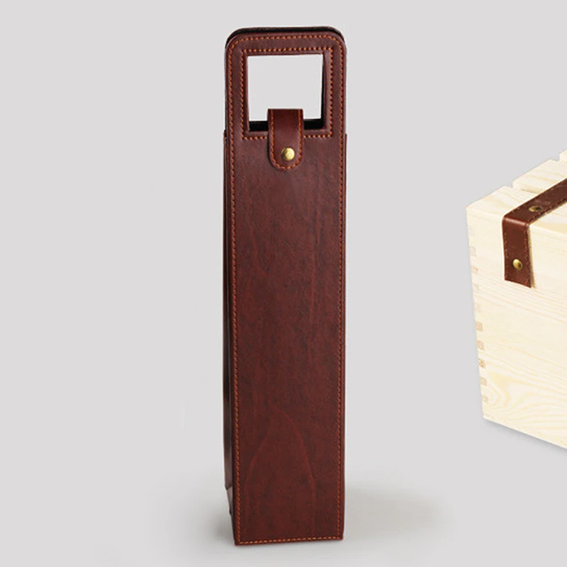 High-Grade PU Leather Wine Gift Box – Elegant Solid Color Single Bottle Carrier Bag for... - SKU LWGB1416 - UGI Packaging