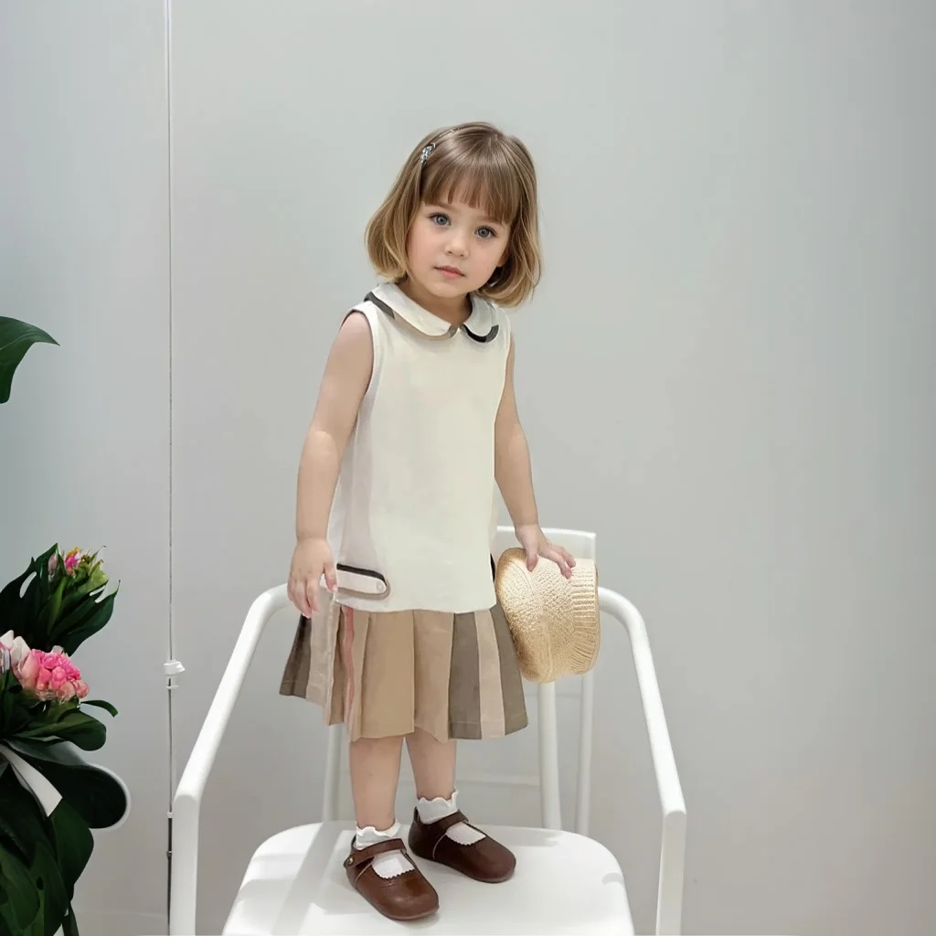 Girls Dress2026 New Summer Toddler Kids Cotton Dresses Baby Pleated Dress Lovely Children Clothes Turn-down Collar Girl Tennis Sf5b29e74eb8a4f5b9b8ab0d33b2b105fo