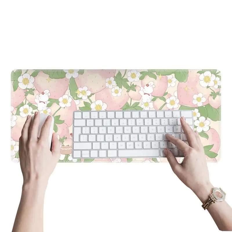 

Keyboard Mats For Desk LargeMouse Pad Flowers Rubber Non-Slip Table Pad Protector Writing Desk Mat For Office And Home