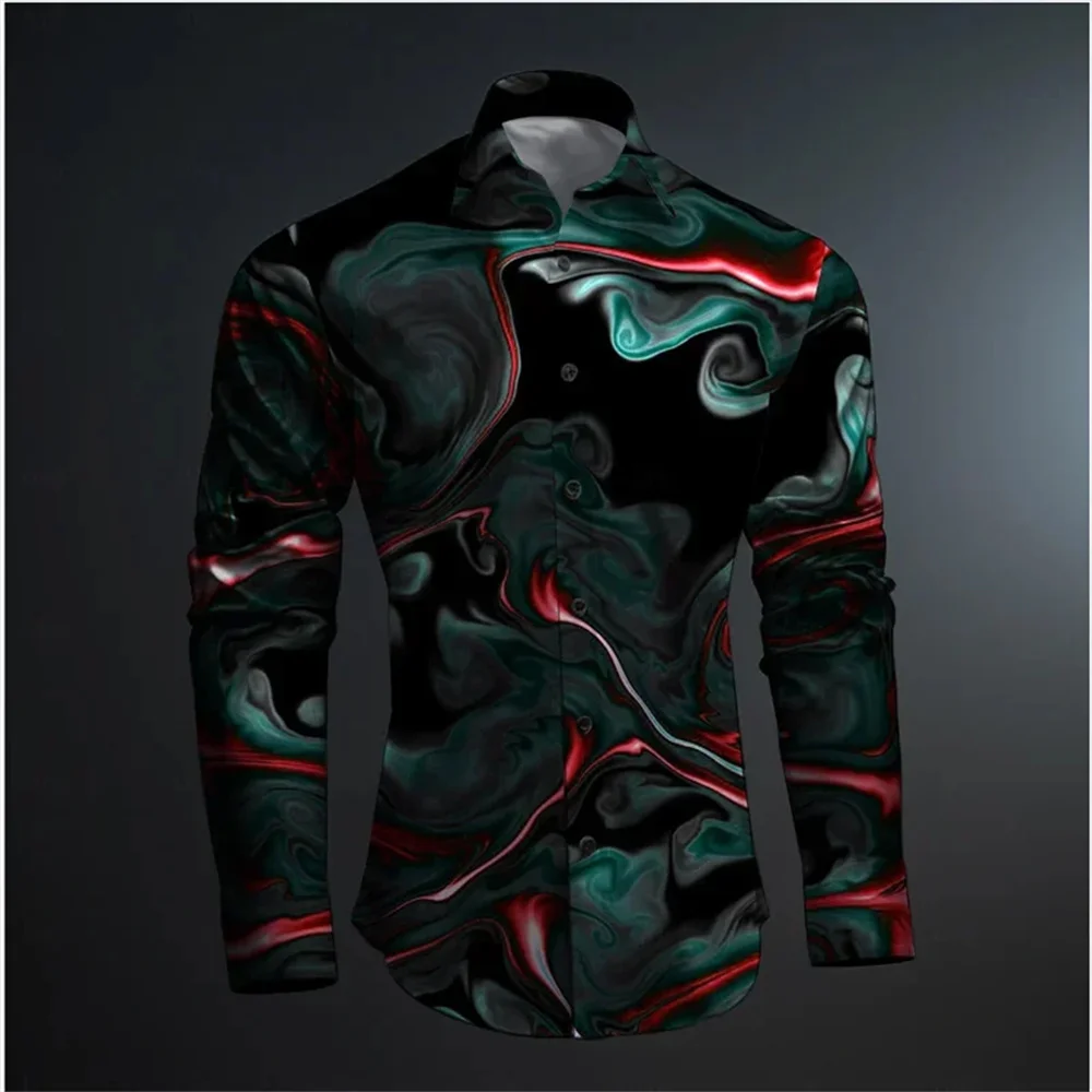 Geometric 3D Printing Color Block Abstract Fashion Casual Men's Shirt Party Street Spring Autumn Lapel Shirt Long Sleeve 13 Colo men s set shorts and t shirts set pattern color block round neck clothing 3d printing short sleeve 2 piece printing fashion