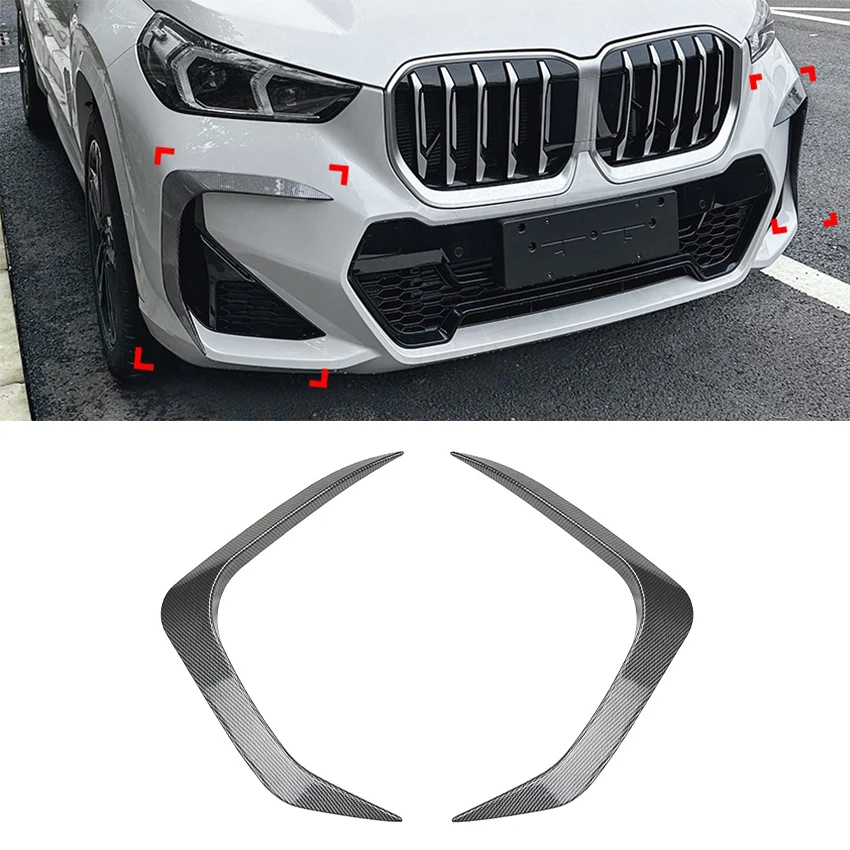 

Для BMW X1 U11 M Sport 2023 + глянцевый черный/карбоновый вид автомобильный передний бампер спойлер сплиттер противотуманная фара решетка радиатора
