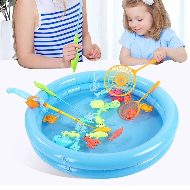 Children Fishing Toy Set Magnetic Rod and Fish Play Water Baby Toys Summer Outdoor Games Fun Birthday Party Gifts Free Shipping 1