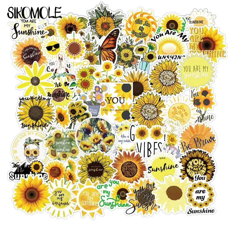 

10/30/50PCS Plant Beautiful Sunflower Stickers DIY Stationery Laptop Skateboard Guitar Sun Flower Vinyl Car Decals Stickers F5