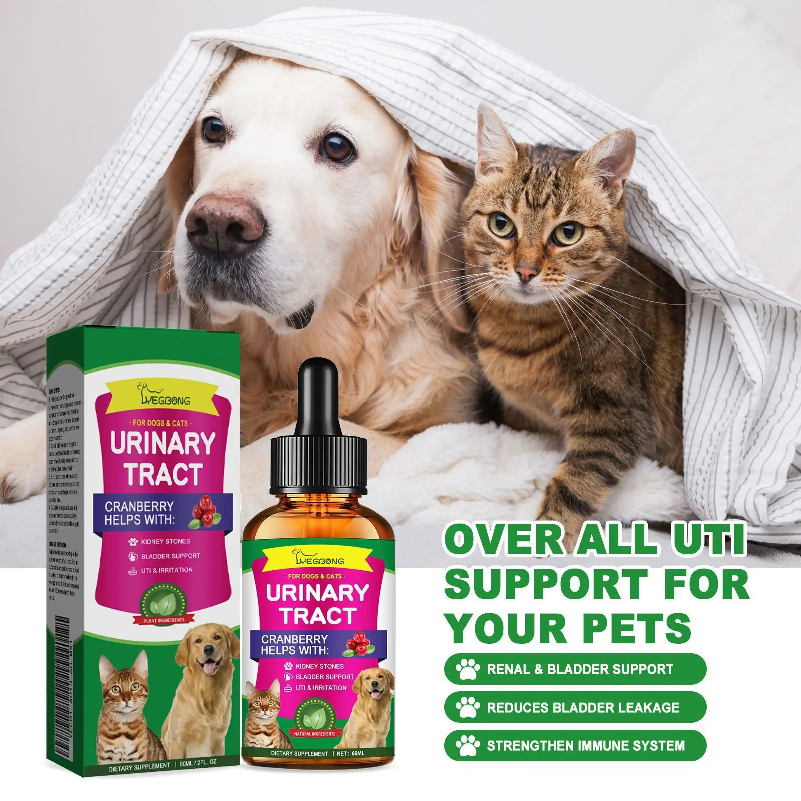 Yegbong Pet Care Drops Relieve Physical Discomfort and Pain for Cats and Dogs Pet General Care Liquid pet health supplements