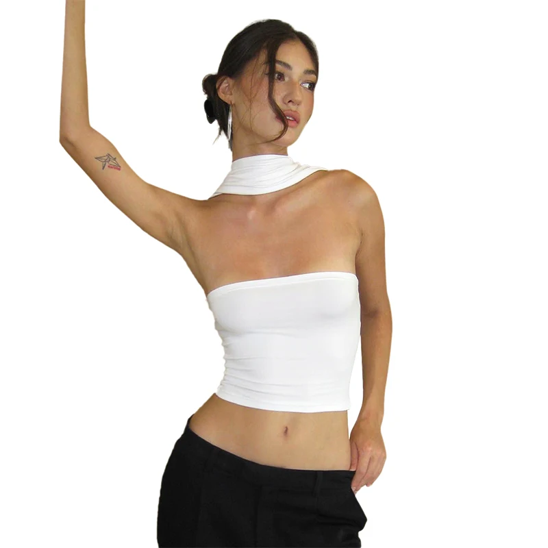 Sexy Backless Corset Halter Top Sleeveless Summer Short Edgy Clothes Y2k Vest Solid Tank Party Womens Tops Streetwear
