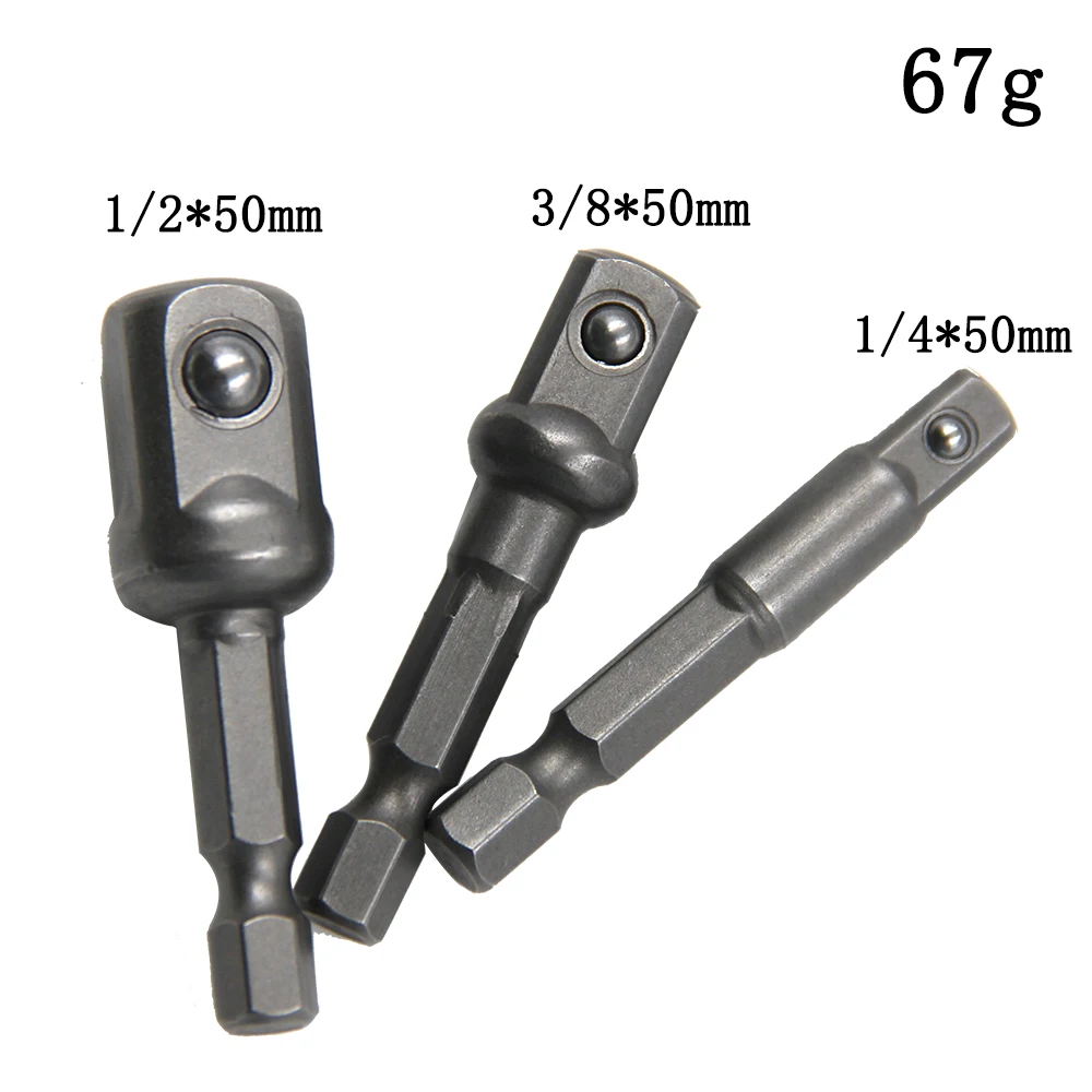 육각 핸들 천연색 익스텐션 로드 어댑터 1/2 스크루 드라이버, 3/8 스퀘어 헤드, 1/4 슬리브, 전동 공구 액세서리, 50mm, 3 개