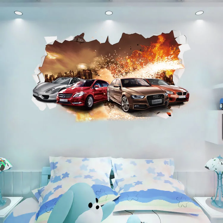3D High-End Sports Car Cartoon Tank Wall Stickers Camera Dei Bambini Vehicle Art Poster Wallpaper Decorazione Del Soggiorno Fai Da Te