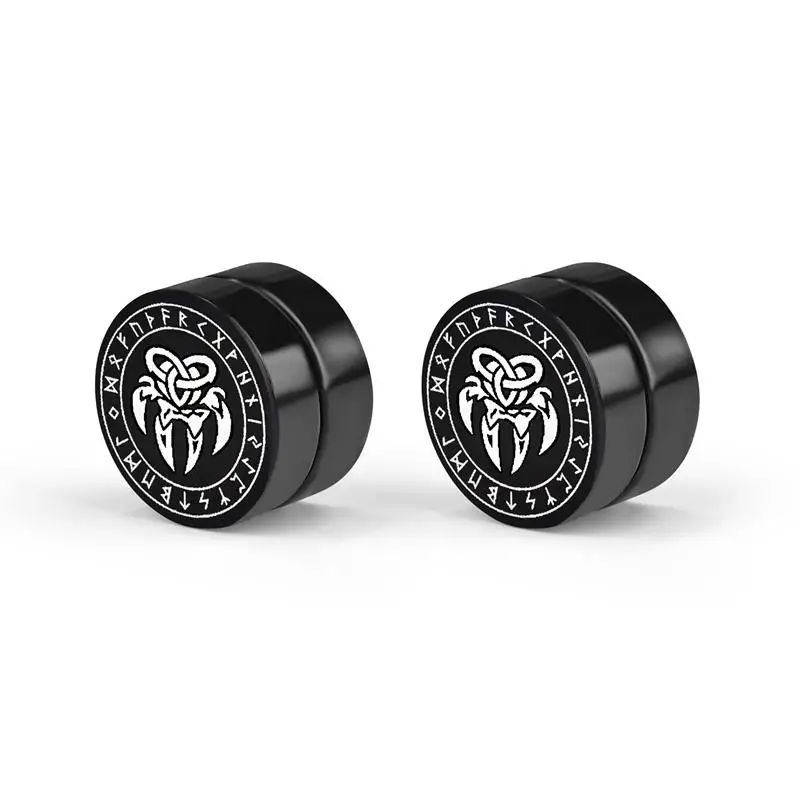 Black Punk Magnet Clip/Stud Earrings For Women Men Boy New Fashion Geometry Stainless Steel Jewelry Accessories Earrings 6