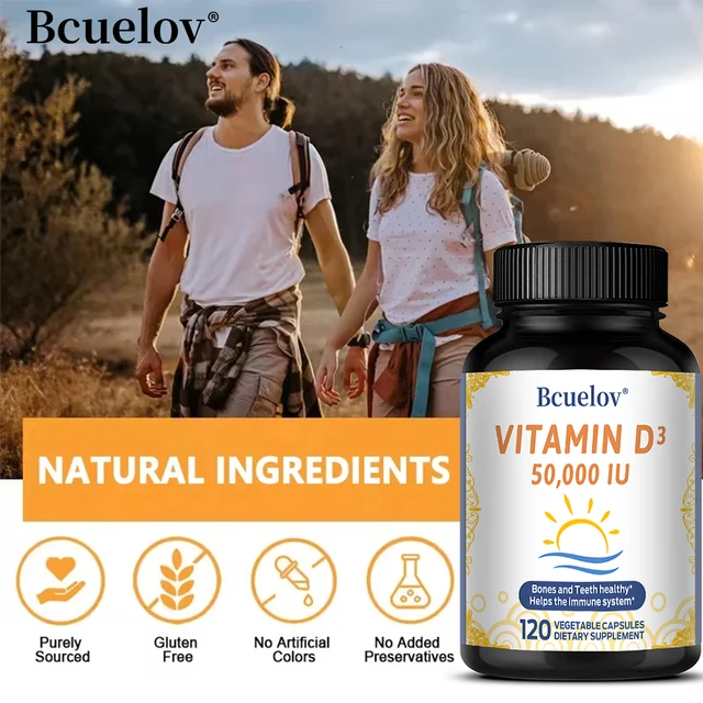 655-2ea6e2.jpg Vitamin D3 50,000 IU Supplement, Supports Strong Bones, Heart, Teeth, Muscle Health, for Men and Women, 120 Capsules